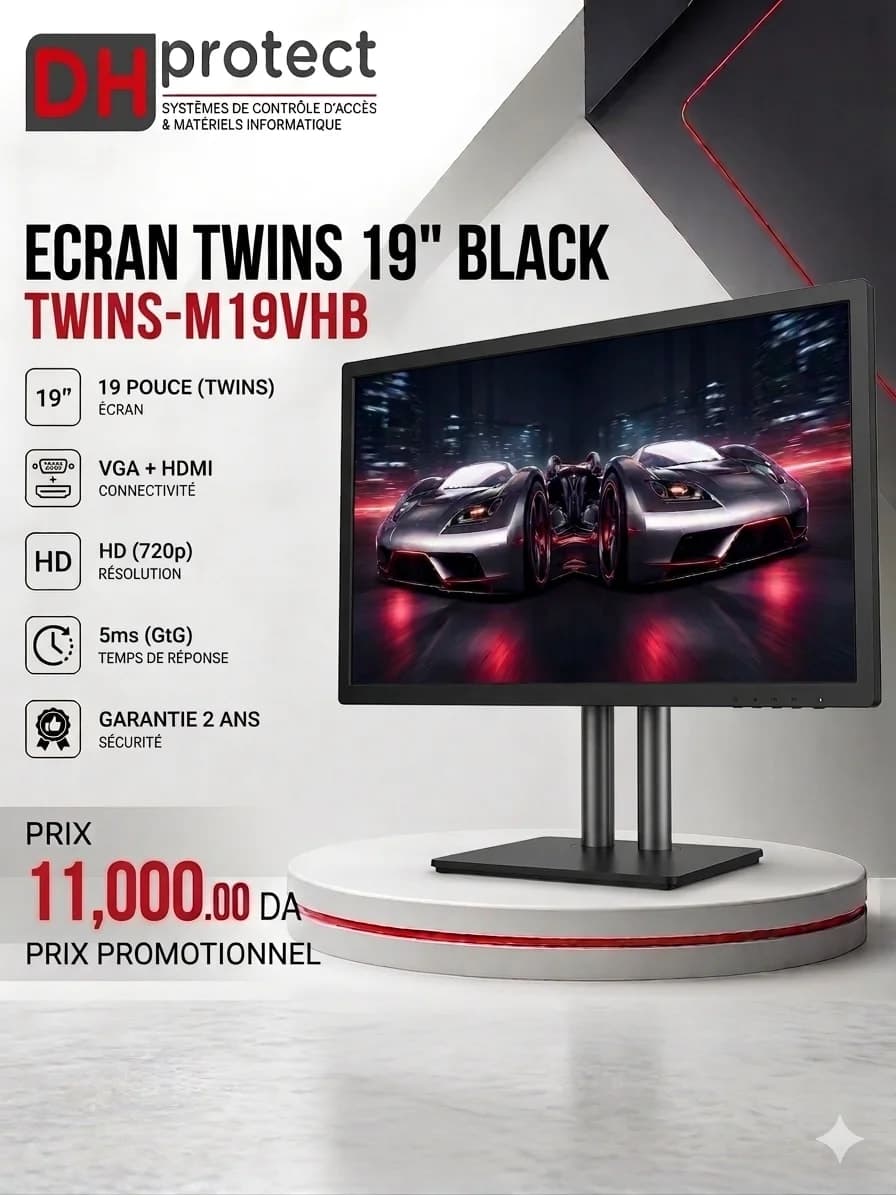 ECRAN TWINS 19" VGA + HDMI BLACK