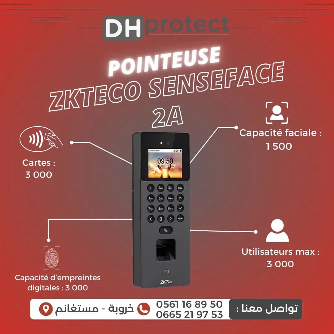 SENSEFACE 2A TERMINAL DE POINTAGE FACIAL EMPRINTE ET CARTE