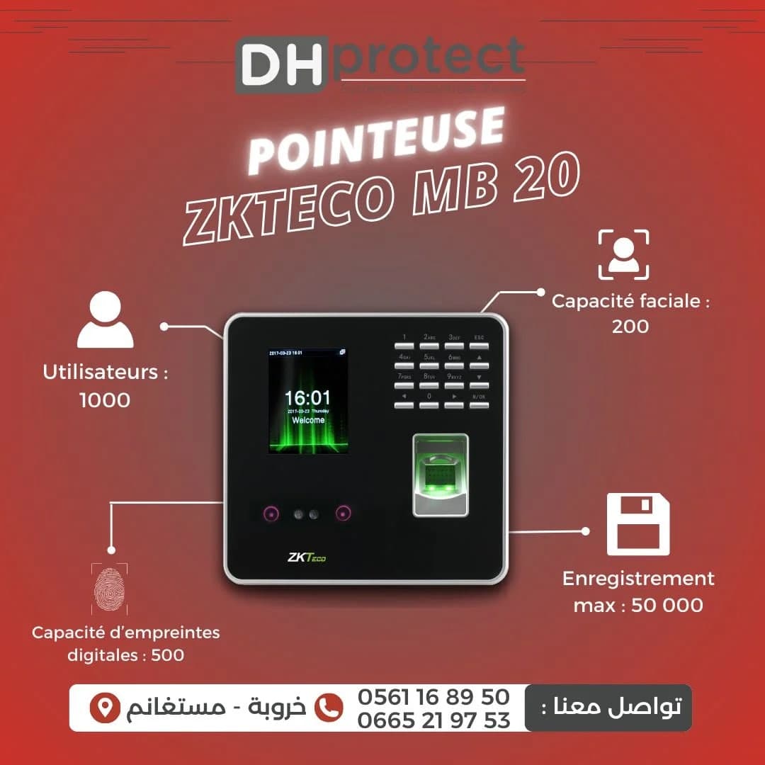 ZKTECO POINTEUSE BIOMETRIQUE MB-20